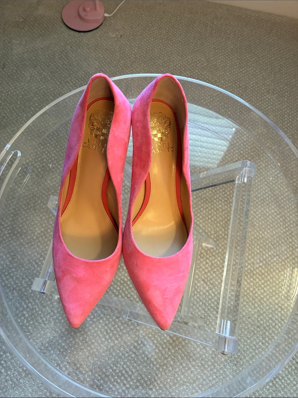 Vince Camuto Pink Suede Pointed-Toe Pumps